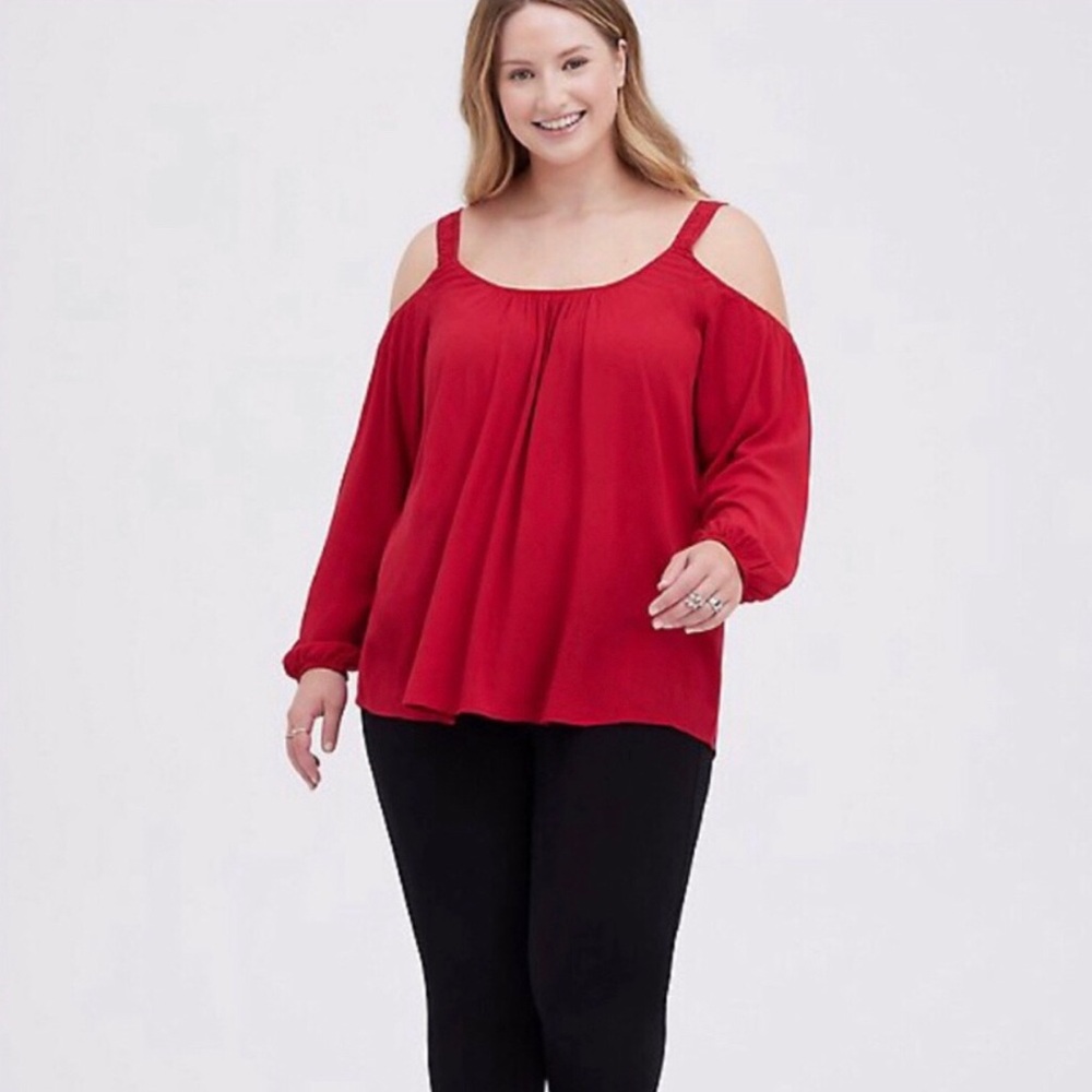 Torrid Cold-Shoulder Red Women's Blouse - Classic Casual Top NWOT